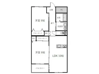 クオーレ(2LDK/4階)の間取り写真