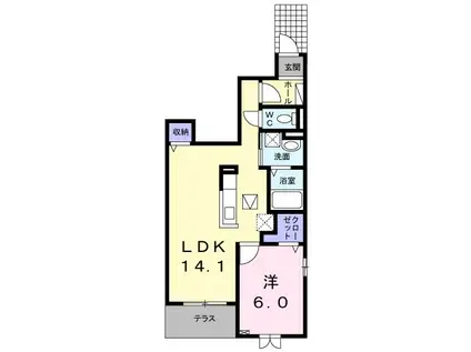 チェリーパーク(1LDK/1階)の間取り写真