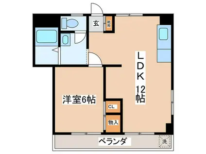 徳盛堂ビル(1LDK/3階)の間取り写真