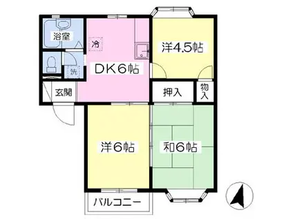 パレドール東仙台C(3DK/2階)の間取り写真