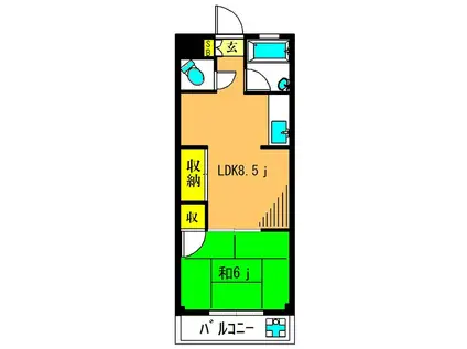 カザマビル(1LDK/2階)の間取り写真