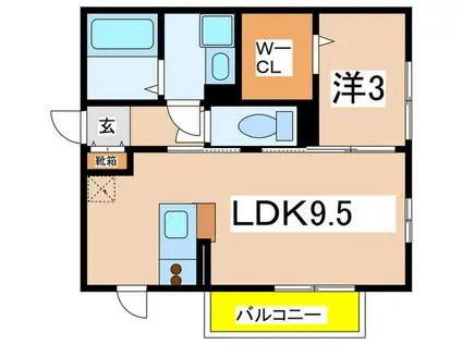 シェノワめふ(1LDK/1階)の間取り写真