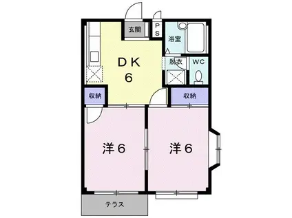 エルディム飯田(2DK/1階)の間取り写真