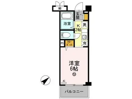 クレール加茂(ワンルーム/4階)の間取り写真