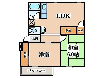 香里三井B団地(2LDK/5階)の間取り写真