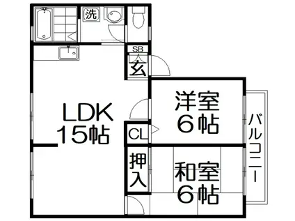 メゾンドソレイユ(2LDK/2階)の間取り写真