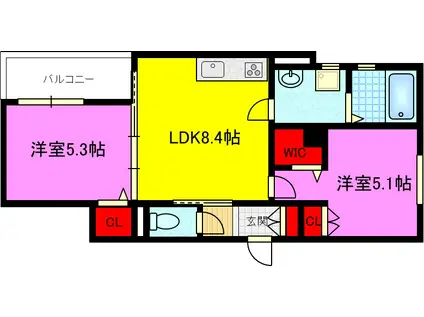 ラモーナ諸福(1LDK/3階)の間取り写真