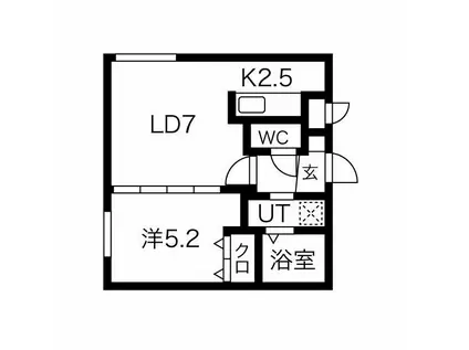 BENDICION南郷通(1LDK/2階)の間取り写真