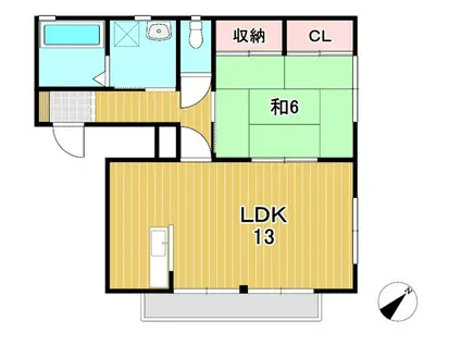 コーポ常陽A(1LDK/1階)の間取り写真