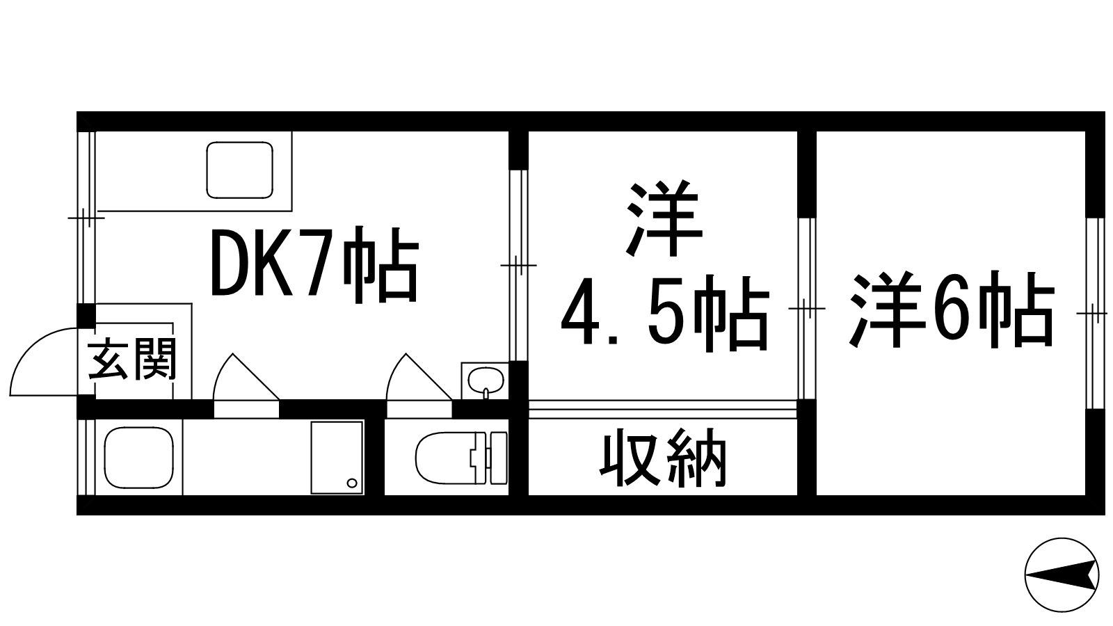 仁川コーポA棟(2DK/4階)の間取り写真