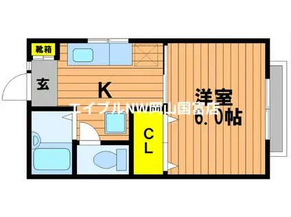 フローラ・浜(1DK/1階)の間取り写真