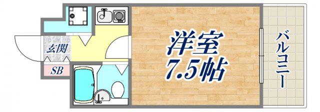 西北チェリー(1K/4階)の間取り写真