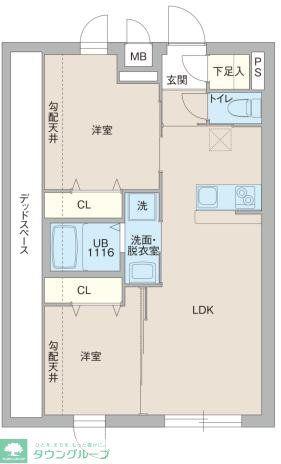 プロスタイルウェルス東武練馬(2LDK/4階)の間取り写真