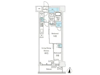 ロイジェントパークス押上錦糸町(2LDK/2階)の間取り写真