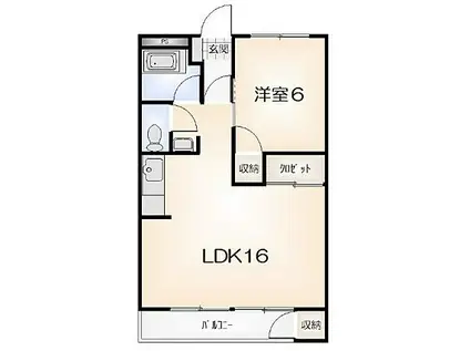 ヒューマンスペースII(1LDK/6階)の間取り写真