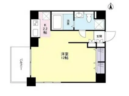 スタイリオ恵比寿スカイ(1K/12階)の間取り写真