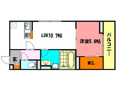 ベルプラージュ魚住(1LDK/2階)の間取り写真