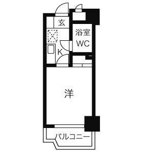 ダイアパレスプレステージ上杉(1K/2階)の間取り写真
