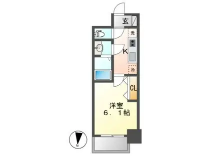 メイクス矢場町(1K/12階)の間取り写真
