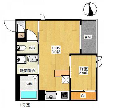 REGALEST舟入南(1LDK/2階)の間取り写真