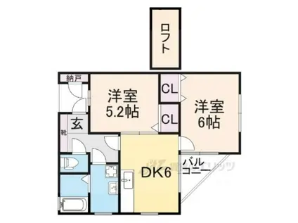リゼ公文名(2DK/2階)の間取り写真