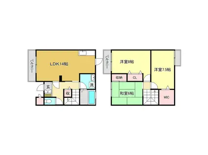 セゾン・メルヴェーユ 秋(3LDK/1階)の間取り写真