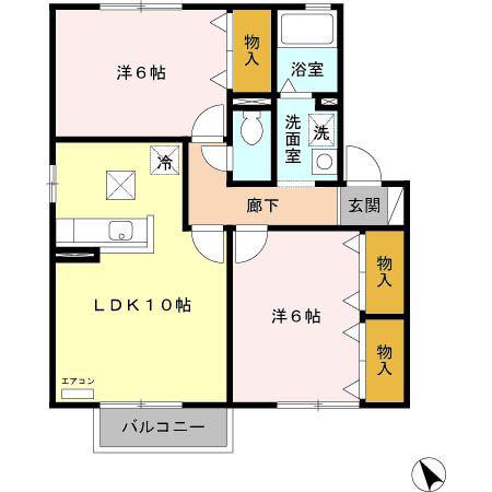 パストラーレAB(2LDK/1階)の間取り写真