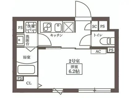 プラティーク代々木(1K/4階)の間取り写真