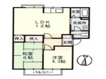 ハイツ乃木坂(2LDK/2階)の間取り写真
