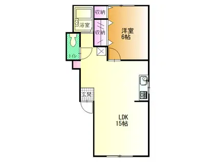 サンタバーバラ B(1LDK/1階)の間取り写真