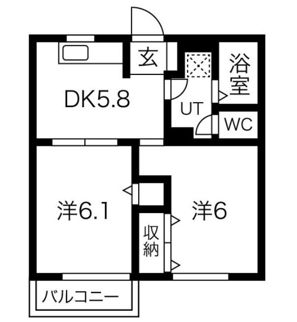 ファミール蓼野(2DK/2階)の間取り写真