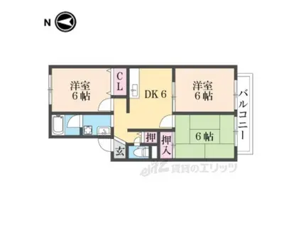 パークヒルズ春日丘(3DK/2階)の間取り写真