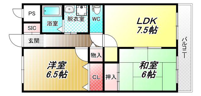 ヴィラサルーテ(2DK/1階)の間取り写真