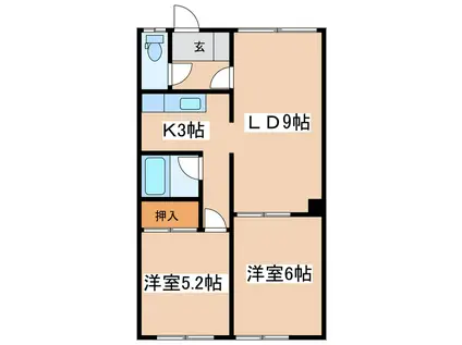 ハイツコバヤシ(2LDK/2階)の間取り写真