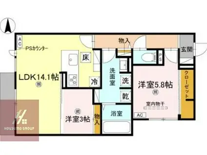 CLASHIST新森(2LDK/2階)の間取り写真