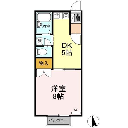 サンソフィエ茶畑(1DK/2階)の間取り写真