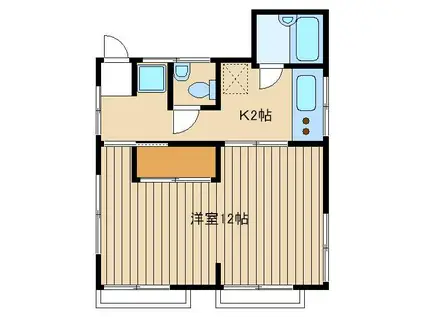 グリーンハイム(1K/2階)の間取り写真