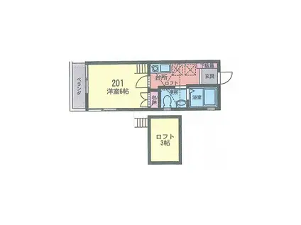 グレイスランド(1K/2階)の間取り写真