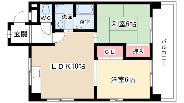 スカイヒルズ(2LDK/3階)の間取り写真
