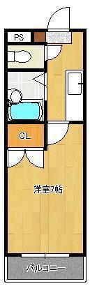 シャトレ穴生III(1K/3階)の間取り写真