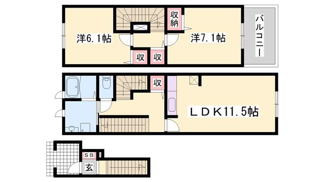 アルメールM(2LDK/2階)の間取り写真
