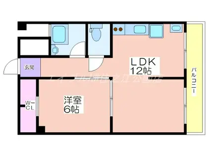 天祥コーポラス(1LDK/6階)の間取り写真