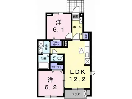 グラース・アンジュ(2LDK/1階)の間取り写真
