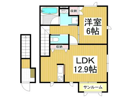 メゾンD IV(1LDK/2階)の間取り写真