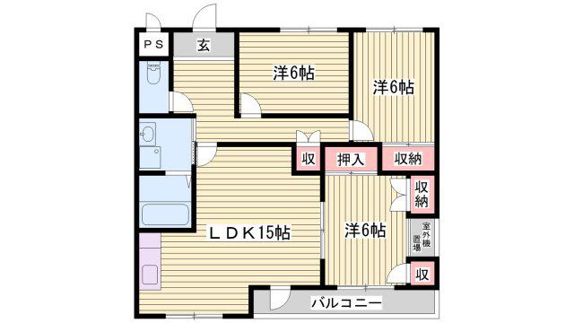 カサ・ヴィアーレ(3LDK/3階)の間取り写真