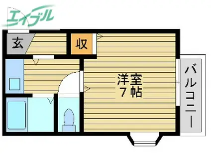 コスモクイーン鹿田(ワンルーム/6階)の間取り写真