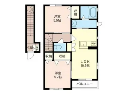 ラ・リズィエールB(2LDK/2階)の間取り写真