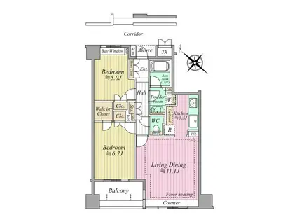 アルス勝どきコモーネ(2LDK/6階)の間取り写真