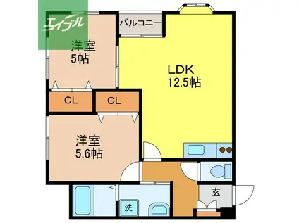 OMBRAGE(2LDK/2階)の間取り写真