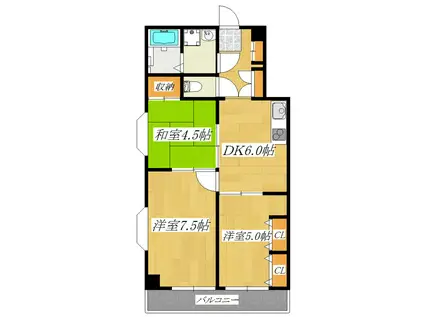 王子サウスウイング(3DK/4階)の間取り写真